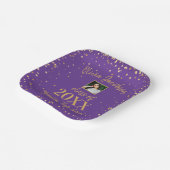 グラードフォト金ゴールド紙吹雪卒業パーティー紫 ペーパープレート (傾斜あり)