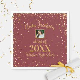 グラードフォト金ゴールド紙吹雪卒業パーティーBurgundy スタンダードカクテルナプキン