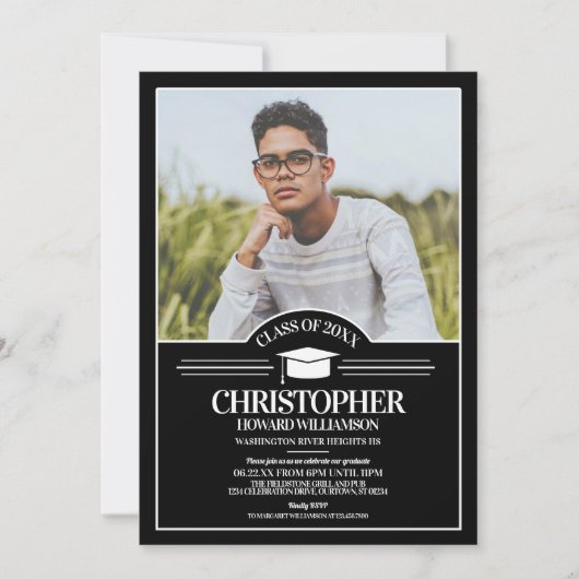 グラードポートレート写真テンプレート卒業パーティー 招待状 (正面)