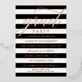 グラードモダンパーティーブストライプラックバラゴールドフォイル 箔招待状 (正面)