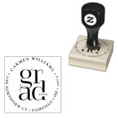 グラードラウンドモダン差出人住所ウッドアートスタンプ ラバースタンプ (押印)