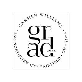 グラードラウンドモダン差出人住所ウッドアートスタンプ ラバースタンプ