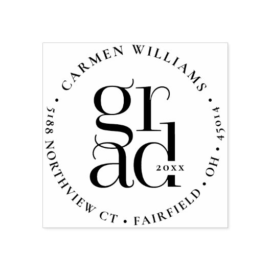 グラードラウンドモダン差出人住所ウッドアートスタンプ ラバースタンプ (インプリント)