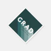 グラードレトログリーンホワイト卒業パーティー スタンダードカクテルナプキン (角)