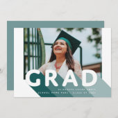 グラードレトロフォトグリーンパーソナライズされた卒業 案内状