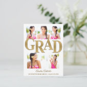 グラード発表招待状ホワイト金ゴールド6写真 インビテーションポストカード (スタンド正面)