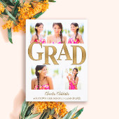 グラード発表招待状ホワイト金ゴールド6写真 インビテーションポストカード