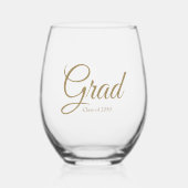 グラード金ゴールドカスタムスクリプトのクラス年エレガント ステムなしワイングラス (正面)