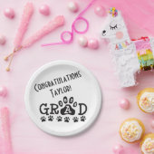 グラード2024ホワイトブラック | pawプリント卒業 ペーパープレート (パーティー)