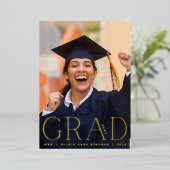 グラード |ゴールドフォイルモダンリーフ写真のお知らせ 箔招待状 (立ち正面)