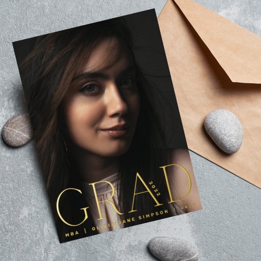 グラード |ゴールドフォイルモダンリーフ写真のお知らせ 箔招待状