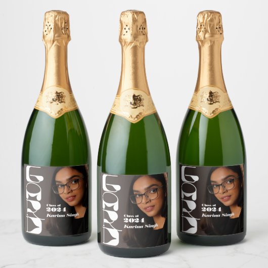 グラード!シンプルモダン写真卒業 スパークリングワインラベル (ボトル)