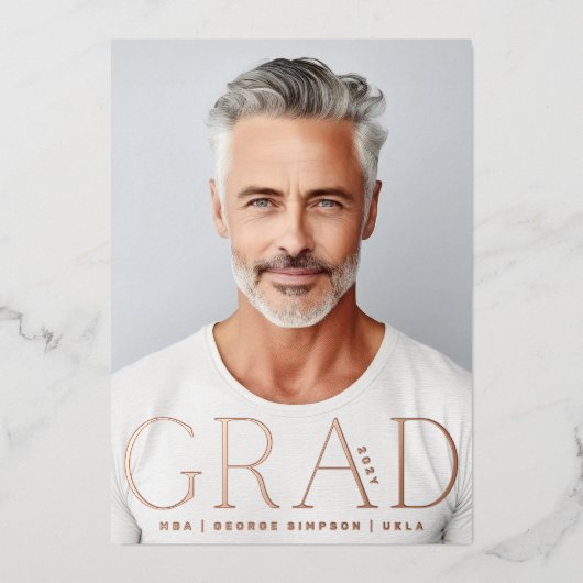 グラード |バラゴールドフォイルモダン写真の発表 箔招待状 (正面)