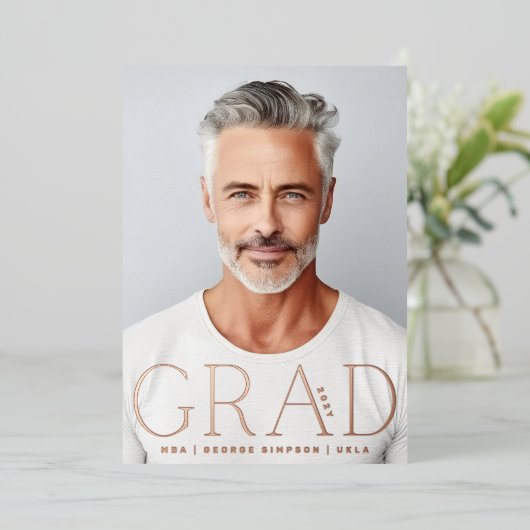 グラード |バラゴールドフォイルモダン写真の発表 箔招待状 (立ち正面)