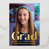 グラーミニマルド・フォイル写真卒業発表 箔招待状 (正面)