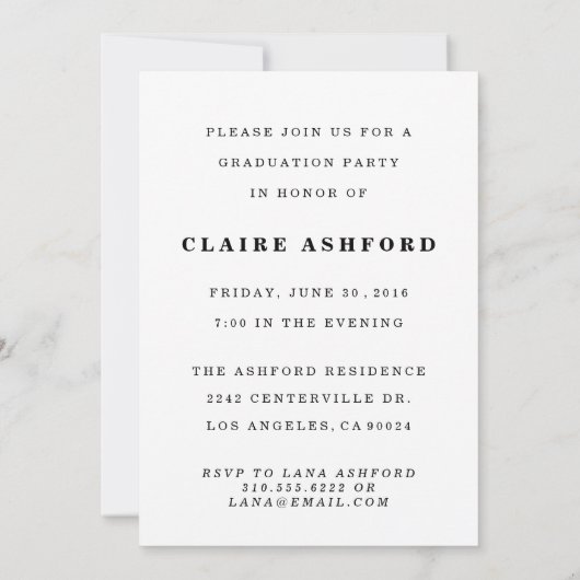 グラーモダンドタイポグラフィフォト招待状 招待状 (裏面)