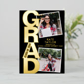 グラーモダンドパーティー3 Photo Blackと金ゴールド 箔招待状 (立ち正面)