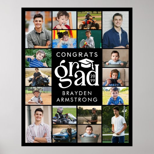 グラーモダンド18フォトコラージュ型はっきりしたキャップ ポスター (正面)