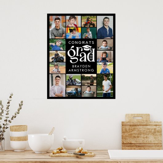 グラーモダンド18フォトコラージュ型はっきりしたキャップ ポスター (キッチン)