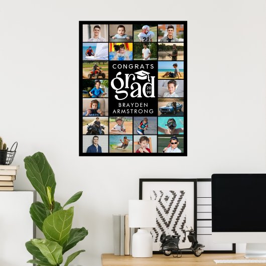 グラーモダンド22フォトコラージュ型はっきりしたキャップ ポスター (ホームオフィス)