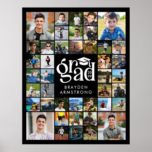 グラーモダンド42フォトコラージュ型はっきりしたキャップ ポスター (正面)