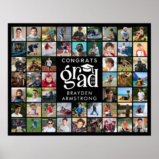 グラーモダンド54フォトコラージュ型はっきりしたキャップ ポスター (正面)