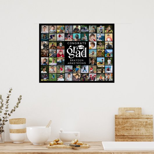 グラーモダンド54フォトコラージュ型はっきりしたキャップ ポスター (キッチン)