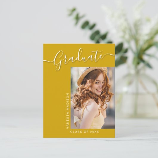 グラーモダンド |カナリアイエロー1フォトスクリプエレガントト ポストカード (スタンド正面)