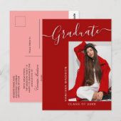 グラーモダンド |レッドピンク1フォトスクリプエレガントト ポストカード (正面/裏面)