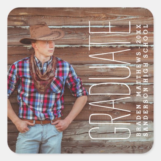 グラーモダンド |写真卒業ステッカー スクエアシール (正面)