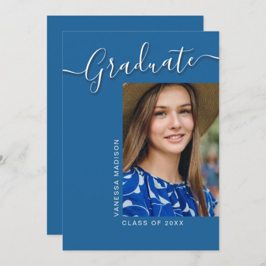 グラーモダンド |青1枚のフォトスクリプエレガントト 案内状 (正面/裏面)