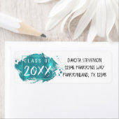 グラー絵を描ド | ティール(緑がかった色)(ばちゃばちゃ)跳ねるブラシストロークアドレス ラベル (インサイチュ)