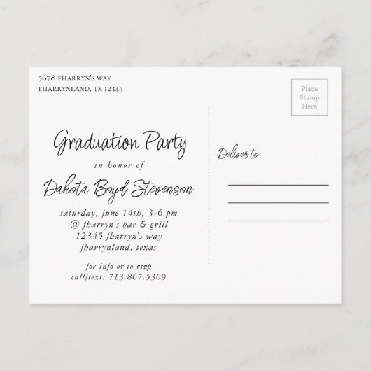 グラー絵を描ド |赤い（ばちゃばちゃ）跳ねるのブラシストロークパーティー インビテーションポストカード (裏面)