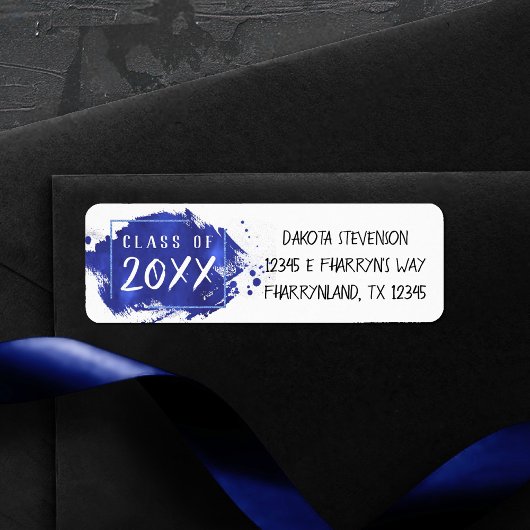 グラー色彩の鮮やかド |青絵を描(ばちゃばちゃ)跳ねる差出人住所 ラベル