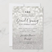 グラ企業のンドオープンシルバーグリッター&ライト 招待状 (正面)