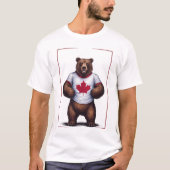 グリおもしろいズリーベアーメープルリーフカナダデー Tシャツ (正面)