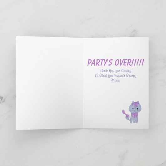 グリおもしろいンプ猫誕生日ありがとう カード (内部)