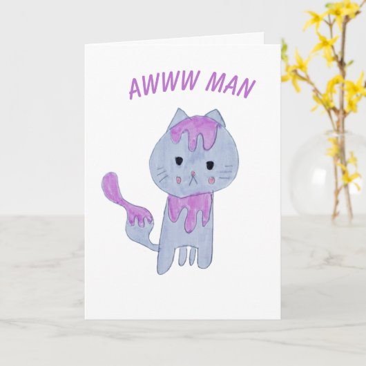 グリおもしろいンプ猫誕生日ありがとう カード (黄色い花)