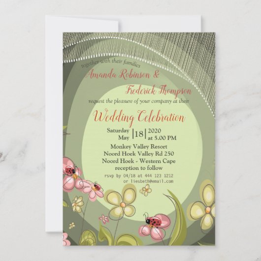 グリよくはしゃぐーン&レディーバード結婚式招待状 招待状 (正面)