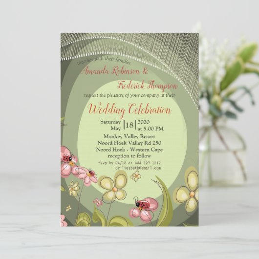 グリよくはしゃぐーン&レディーバード結婚式招待状 招待状 (スタンド正面)