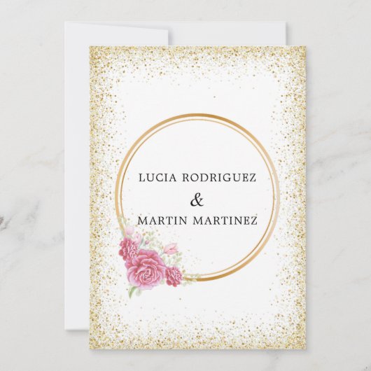 グリアエレガントターフローラ金ゴールドスペインのヌエストラボーダ 招待状 (裏面)