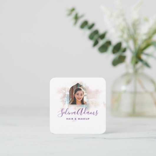 グリエレガントンギー水彩写真抽象芸術 スクエア名刺 (スタンド正面)