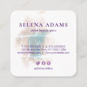 グリエレガントンギー水彩写真抽象芸術 スクエア名刺 (裏面)