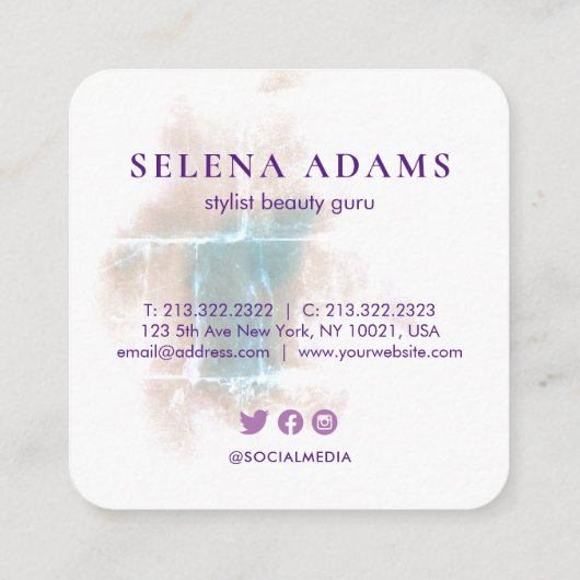 グリエレガントンギー水彩写真抽象芸術 スクエア名刺 (裏面)