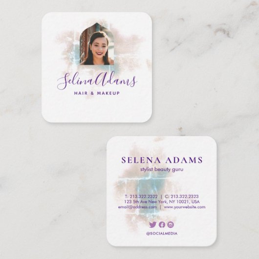 グリエレガントンギー水彩写真抽象芸術 スクエア名刺 (正面/裏面)