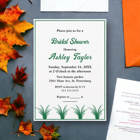 グリエレガントー素朴ングラスボホ秋ブライダルシャワー 招待状