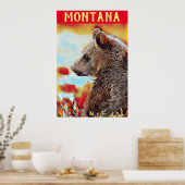 グリカラフルズリーベアポップ・アートのアートモンタナトラベル ポスター (キッチン)