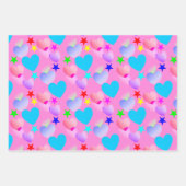 グリカラフルディングハートn星 ラッピングペーパーシート (正面3)