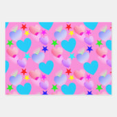 グリカラフルディングハートn星 ラッピングペーパーシート (正面2)