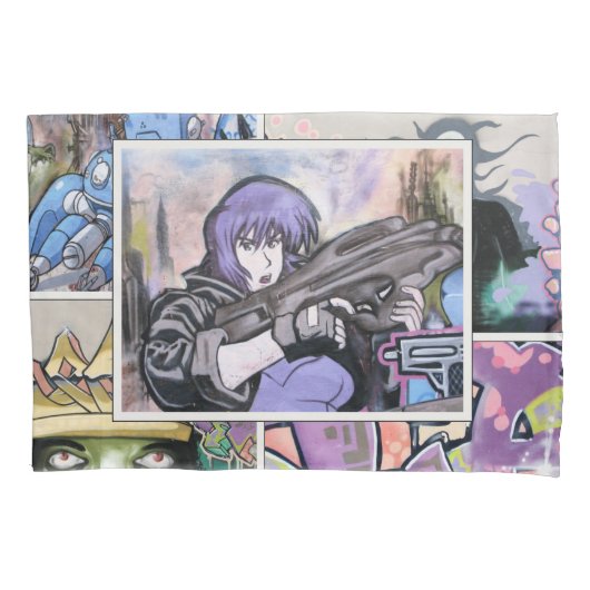 グリカラフルンギー通りアートコラージュalt 1 枕カバー (正面)